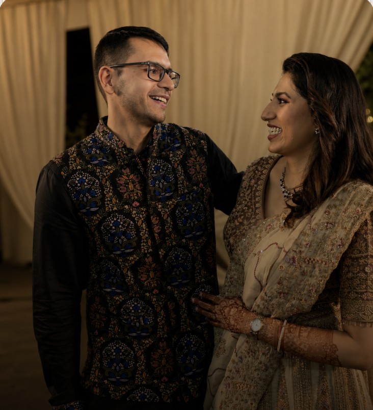 Meher & Uday at their wedding at Swiss Town, Bangalore